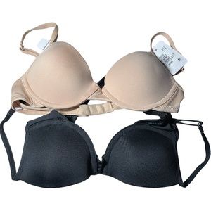 Hanes Girls 2-pack Padded Underwire Bra with Convertible Straps Nude/Black NWT